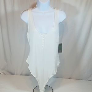 Wild Fable Womens White Sleeveless Bodysuit Size Large